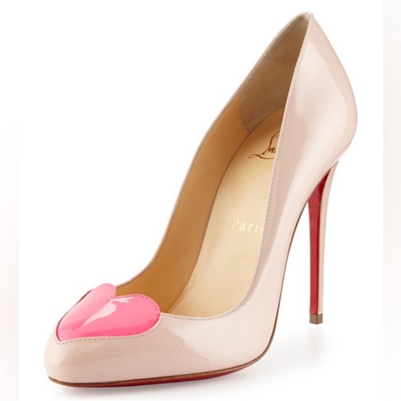 Christian Louboutin Nude with Neon Pink Heart Pumps - SZ 37 - Picture 8 of 8